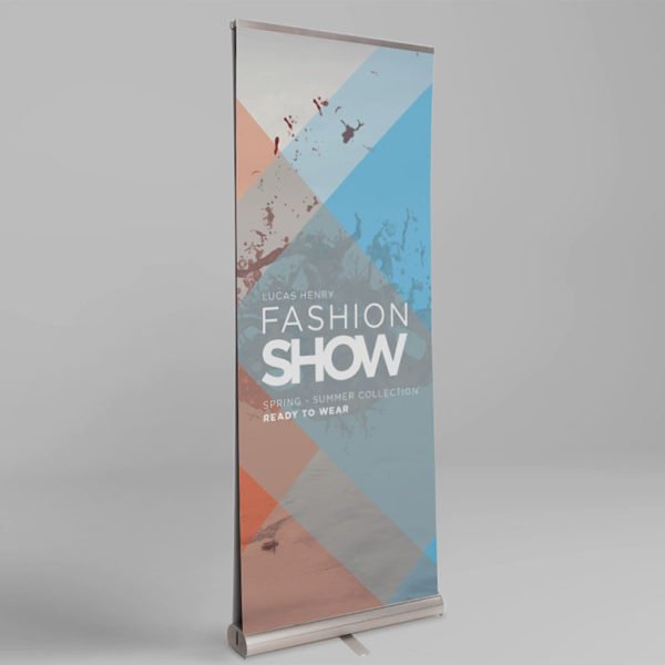 Double sided roll up banner stand