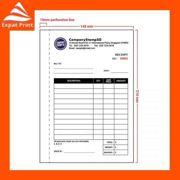 a5 invoice receipt printing
